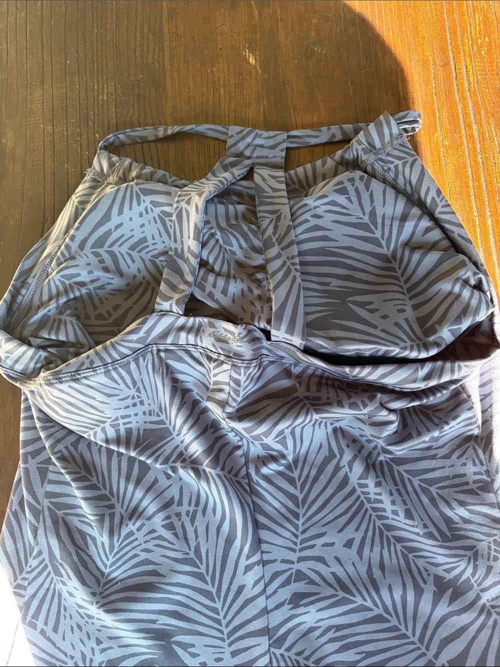 Eddie Bauer Purple Leaf-Print Sleeveless Top - Picture 3 of 4